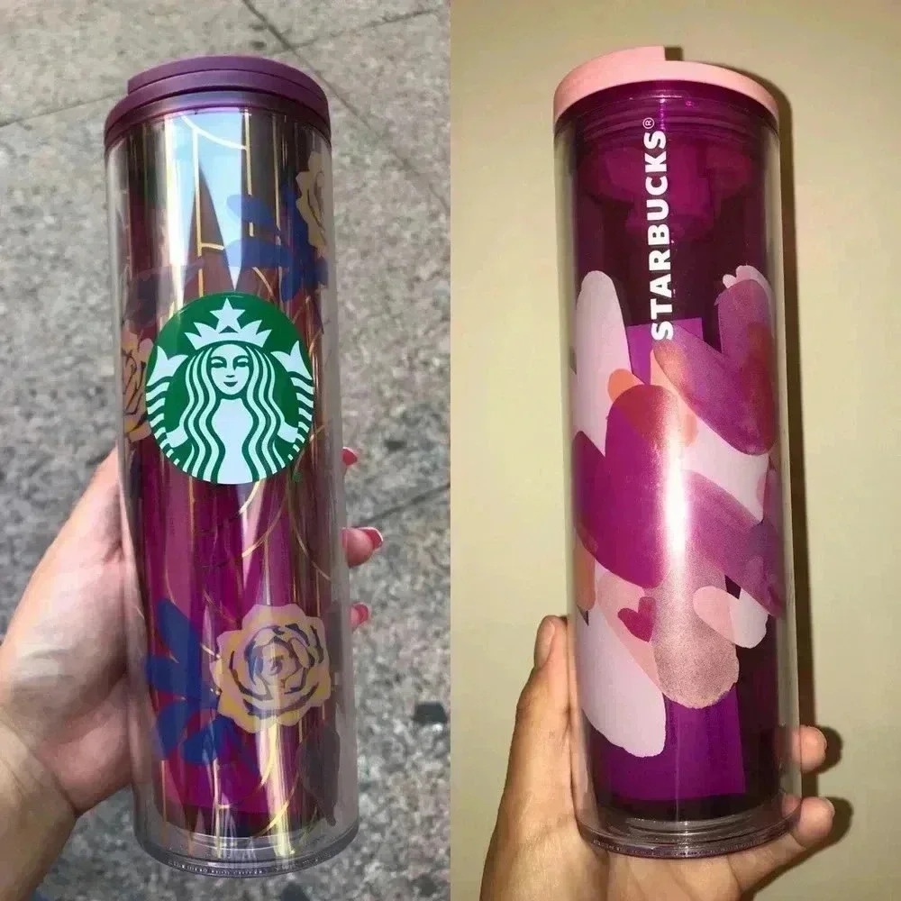 Starbucks Cold Drink Bottle Roses Hearts